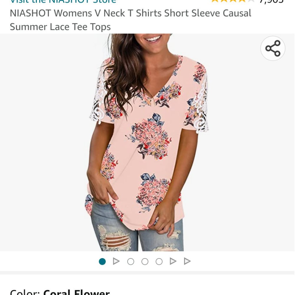 Women short sleeve lace casual v-neck
